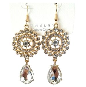 3 for $15 Long Elegant Champagne Crystal Earrings